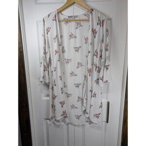 GYPSIES AND MOONDUST Skull Print Bell Sleeved Open Front Boho Cardigan Size M